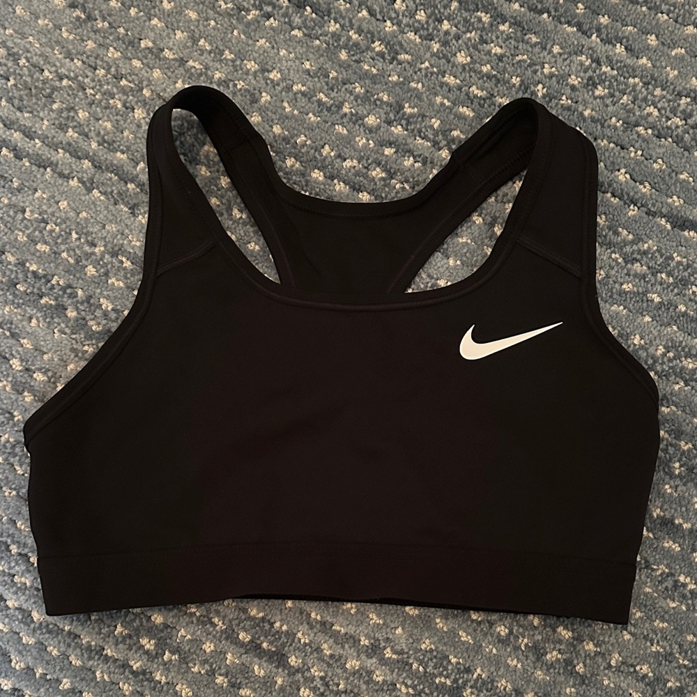 Nike Women's Black Sports Bra with White Logo